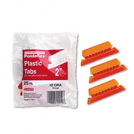 Pendaflex Pendaflex 42-ORA Hanging File Folder Tabs- 1/5 Tab- 2 in- Orange Tab/White Insert- 25/Pack 42-ORA